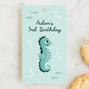 "Underwater fun" - Children's Birthday Party Favor Tags in Sea by Annie Holmquist - Front