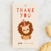 "It's a party" - Children's Birthday Party Favor Tags in Poppy by Vivian Yiwing - Front