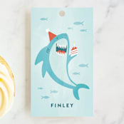 "shark splash" - Children's Birthday Party Favor Tags in Ocean by Susan Asbill - Front