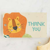 "Wild Lion" - Children's Birthday Party Favor Tags in Sand by Vera Lim - Front