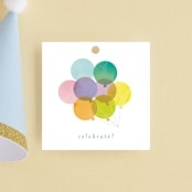 "year" - Children's Birthday Party Favor Tags in Teal by Lori Wemple - Front
