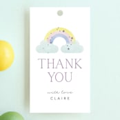 "In the Clouds" - Children's Birthday Party Favor Tags in Marshmallow by Robert and Stella - Front