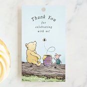 "Disney's Winnie the Pooh in the Wood" - Children's Birthday Party Favor Tags in Sky by Becky Nimoy - Front
