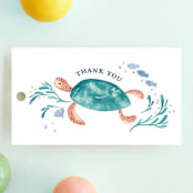 "Sea Party" - Children's Birthday Party Favor Tags in Lavender Waters by Sarah Knight - Front