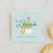 "Disney's Alice in Wonderland in the Flower Garden" - Children's Birthday Party Favor Tags in Aqua by Becky Nimoy - Front