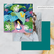 "Disney's Alice in Wonderland in the Flower Garden" - Children's Birthday Party Favor Tags in Aqua by Becky Nimoy - Back of Card Options