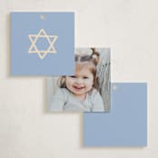 "Framed Star of David" - Children's Birthday Party Favor Tags in Sky by Stephanie Heinrich Godbout - Back of Card Options