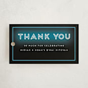 "Neon Glow - B’nai / Bat / Bar Mitzvah Invitation" - Children's Birthday Party Favor Tags in Lagoon by Anne Retter - SchoepfergeistArt - Front