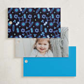 "Neon Glow - B’nai / Bat / Bar Mitzvah Invitation" - Children's Birthday Party Favor Tags in Lagoon by Anne Retter - SchoepfergeistArt - Back of Card Options
