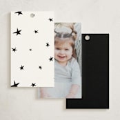 "Scrapbook" - Children's Birthday Party Favor Tags in Ink by Blustery August - Back of Card Options
