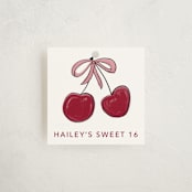"Cherry Sundae" - Children's Birthday Party Favor Tags in Meringue by Inkblot Design - Front