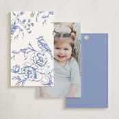 "Dreamy Toile" - Children's Birthday Party Favor Tags in Blueberry by Teju Reval - Back of Card Options