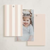"Fframed Bow" - Children's Birthday Party Favor Tags in Blush by Baumbirdy - Back of Card Options
