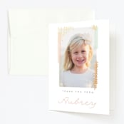 "Glitter & Glam" - Children's Birthday Party Thank You Cards in Glittery Gold by Oma N. Ramkhelawan - Front