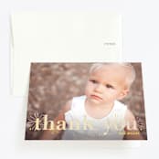"Sparklers" - Children's Birthday Party Thank You Cards in Glittery Gold by Melanie Severin - Front