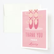 "Let's Plie" - Children's Birthday Party Thank You Cards in Bubblegum by Jen Banks - Front