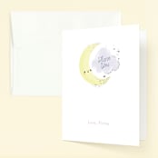"Over the Moon" - Children's Birthday Party Thank You Cards in Lavender by Itsy Belle Studio - Front