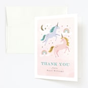 "magical unicorns" - Children's Birthday Party Thank You Cards in Cotton Candy by Karidy Walker - Front
