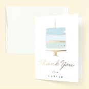 "Brushed Cake" - Children's Birthday Party Thank You Cards in Sky by Oma N. Ramkhelawan - Front