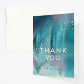 "Magical Winter" - Children's Birthday Party Thank You Cards in Alexandrite by Tamara Hilje - Front