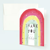 "Sparkling Rainbow" - Children's Birthday Party Thank You Cards in Fruit Punch by Rebecca Durflinger - Front