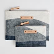 "tissue overlay" - Catch All Pouch Set in MIdnight by Carrie Moradi - Catch-All Pouch Set