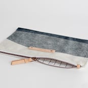 "tissue overlay" - Catch All Pouch Set in MIdnight by Carrie Moradi - Zipper Detail