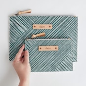"Line Wrap" - Catch All Pouch Set in Cactus by Michelle Taylor - Scale