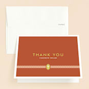 "Ribbon & Cross" - Confirmation Thank You Cards in Terracotta by Dish and Spoon - Front