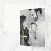 "a simple cross" - Baptism and Christening Thank You Cards in Puddle by Erin Deegan - Front