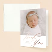 "Luxe script" - Baptism and Christening Thank You Cards in Toffee by Creo Study - Front