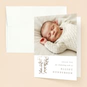 "Gilded cross" - Baptism and Christening Thank You Cards in Sand by Creo Study - Front