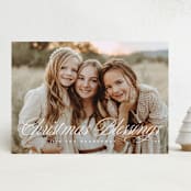 "Blessing Script" - Holiday Cards in Frost by Laura Hankins - Front