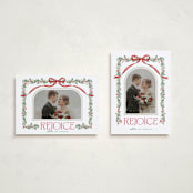 "Joyful-Bow" - Holiday Cards in Poinsettia by BR Designs - Photo Orientation Options