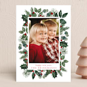 "Christmas Greenery" - Holiday Cards in Candy Cane by Brooke Chandler - Front