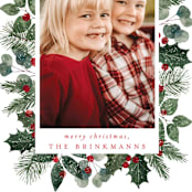 "Christmas Greenery" - Holiday Cards in Candy Cane by Brooke Chandler - Detail
