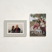 "All Joy to the World" - Holiday Cards in Snow by Pixel and Hank - Photo Orientation Options