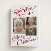 "We Wish You" - Holiday Cards in Scarlet by Elsa Duncan - Folded Card