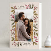 "Verdancy" - Holiday Cards in Plum by Kimberly Morgan - Folded Card