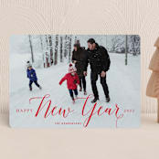 "A Wonderful Life" - Holiday Cards in Holiday Red by Qing Ji - Front