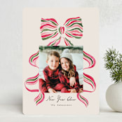 "stripes bow" - Holiday Cards in Poinsettia by Vivian Yiwing - Front