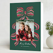 "stripes bow" - Holiday Cards in Mistletoe by Vivian Yiwing - Folded Card