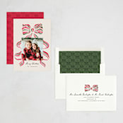 "stripes bow" - Holiday Cards in Poinsettia by Vivian Yiwing - Assembled
