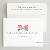 "stripes bow" - Holiday Cards in Poinsettia by Vivian Yiwing - FREE Recipient Addressing
