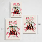 "stripes bow" - Holiday Cards in Poinsettia by Vivian Yiwing - Formats Available