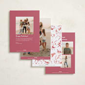 "12 Days of Christmas Toile" - Holiday Cards in Berry by Teju Reval - Back of Card Options