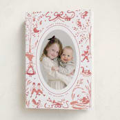 "12 Days of Christmas Toile" - Holiday Cards in Berry by Teju Reval - Folded Card