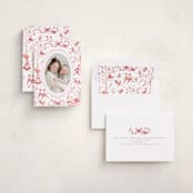 "12 Days of Christmas Toile" - Holiday Cards in Berry by Teju Reval - Assembled