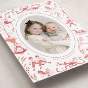 "12 Days of Christmas Toile" - Holiday Cards in Berry by Teju Reval - Detail