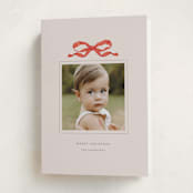 "Taffeta Bow" - Holiday Cards in Coral by Olivia Kanaley Inman - Folded Card